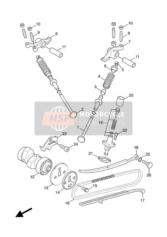 Yamaha NXC125 CYGNUS 2004 Soupape pour un 2004 Yamaha NXC125 CYGNUS